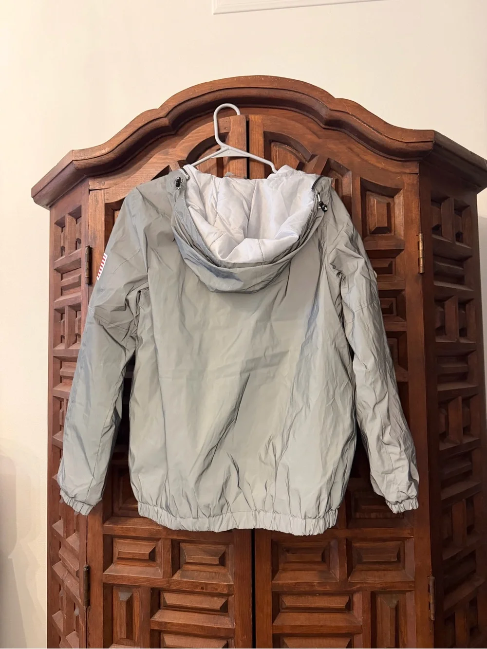 Members Only Light Gray Windbreaker Anorak with Patch